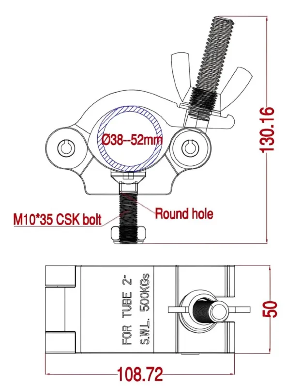Lexor 223B150ZY-DM10YN струбцина для труб 38-52 мм, до 500 кг, черная Lexor 223B150ZY-DM10YN струбцина для труб 38-52 мм, до 500 кг, черная
