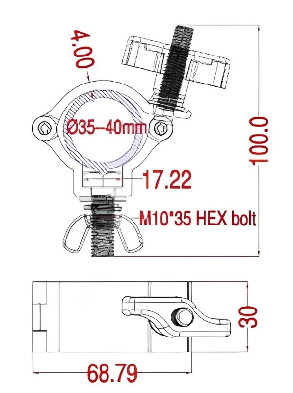 Lexor 240B130ZY-SM10D струбцина для труб 46-51 мм, до 75 кг, черная